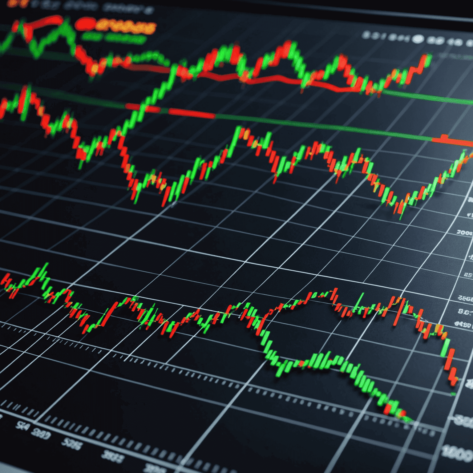 Visual representation of various trading indicators such as moving averages, RSI, and MACD on a stock chart