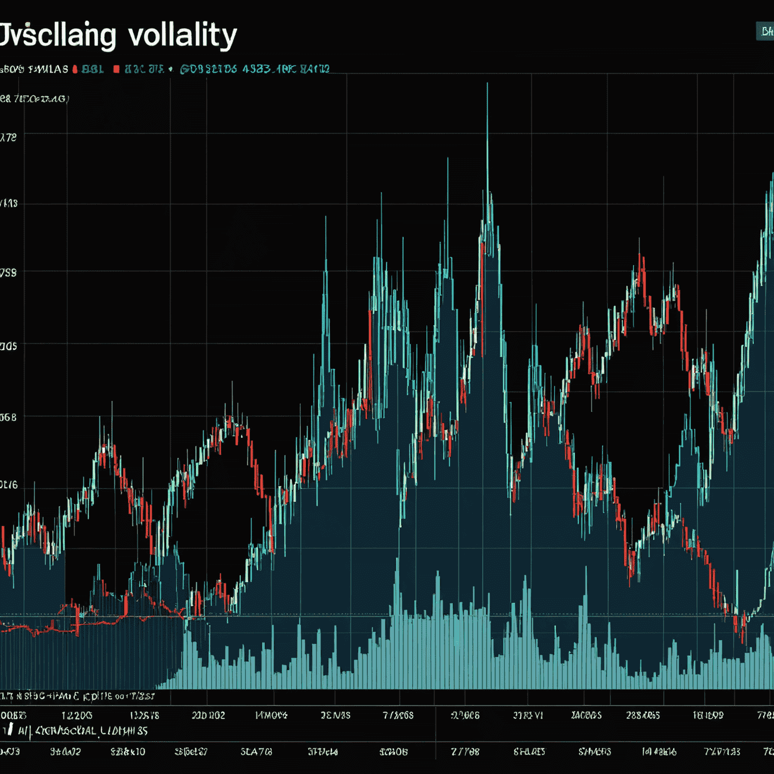 A graph showing market volatility during a global event, with sharp peaks and troughs representing sudden changes in trading patterns