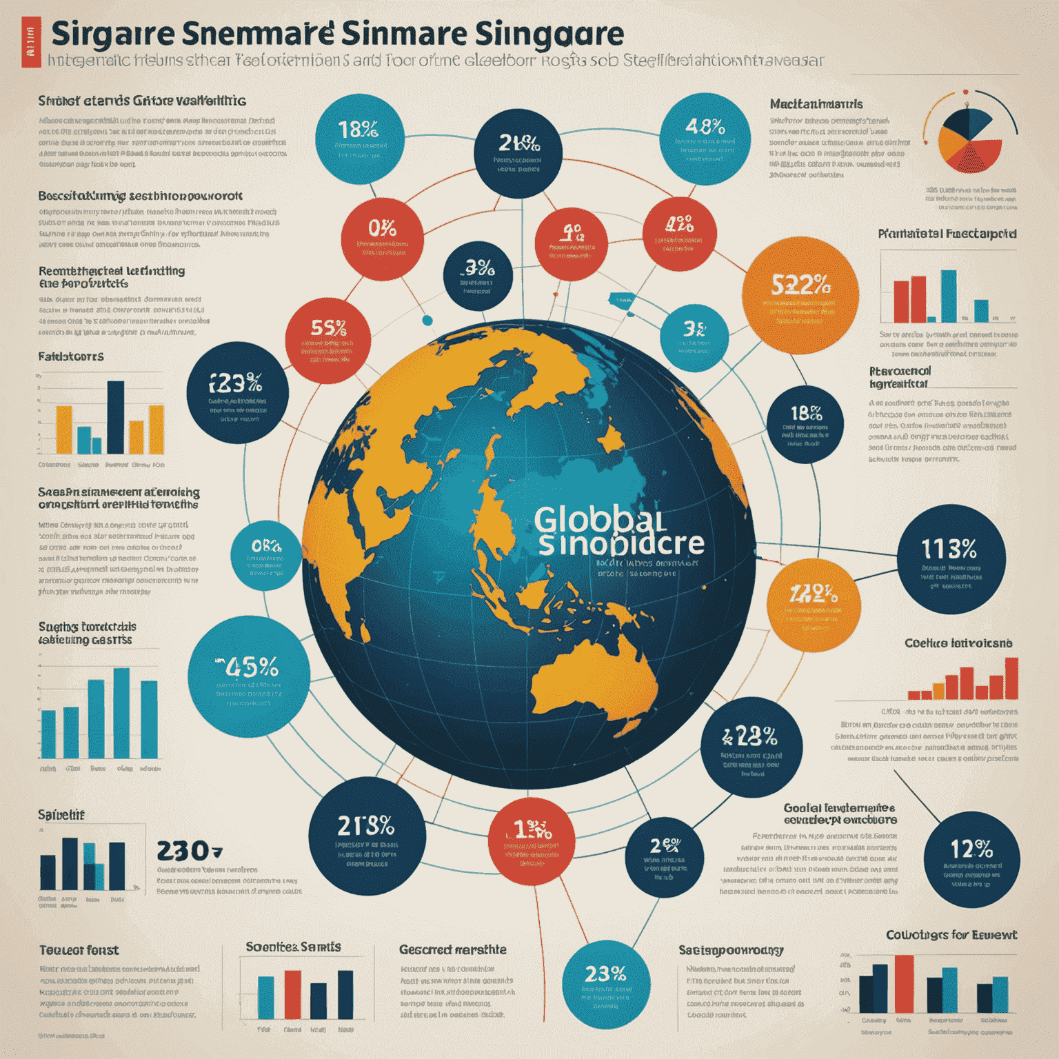 Infographic showing the interconnected factors influencing Singapore's market sentiment, including global trends, regional politics, government policies, and key economic sectors